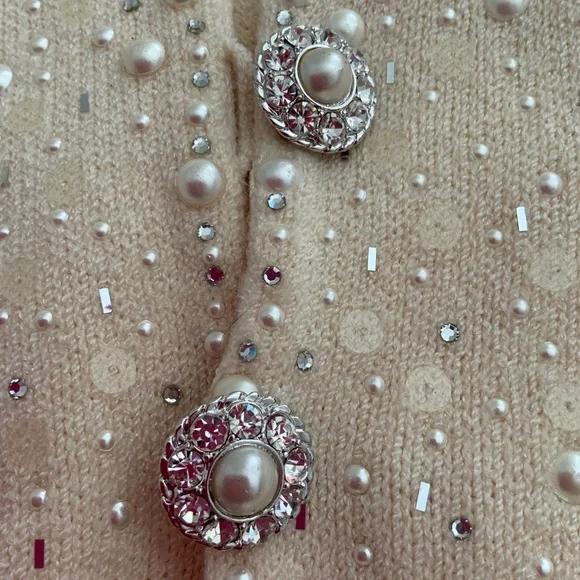 GORGEOUS Vintage St. John Collection IVORY Pearls Sequins Rhinestone Dress 6 - Picture 13 of 15